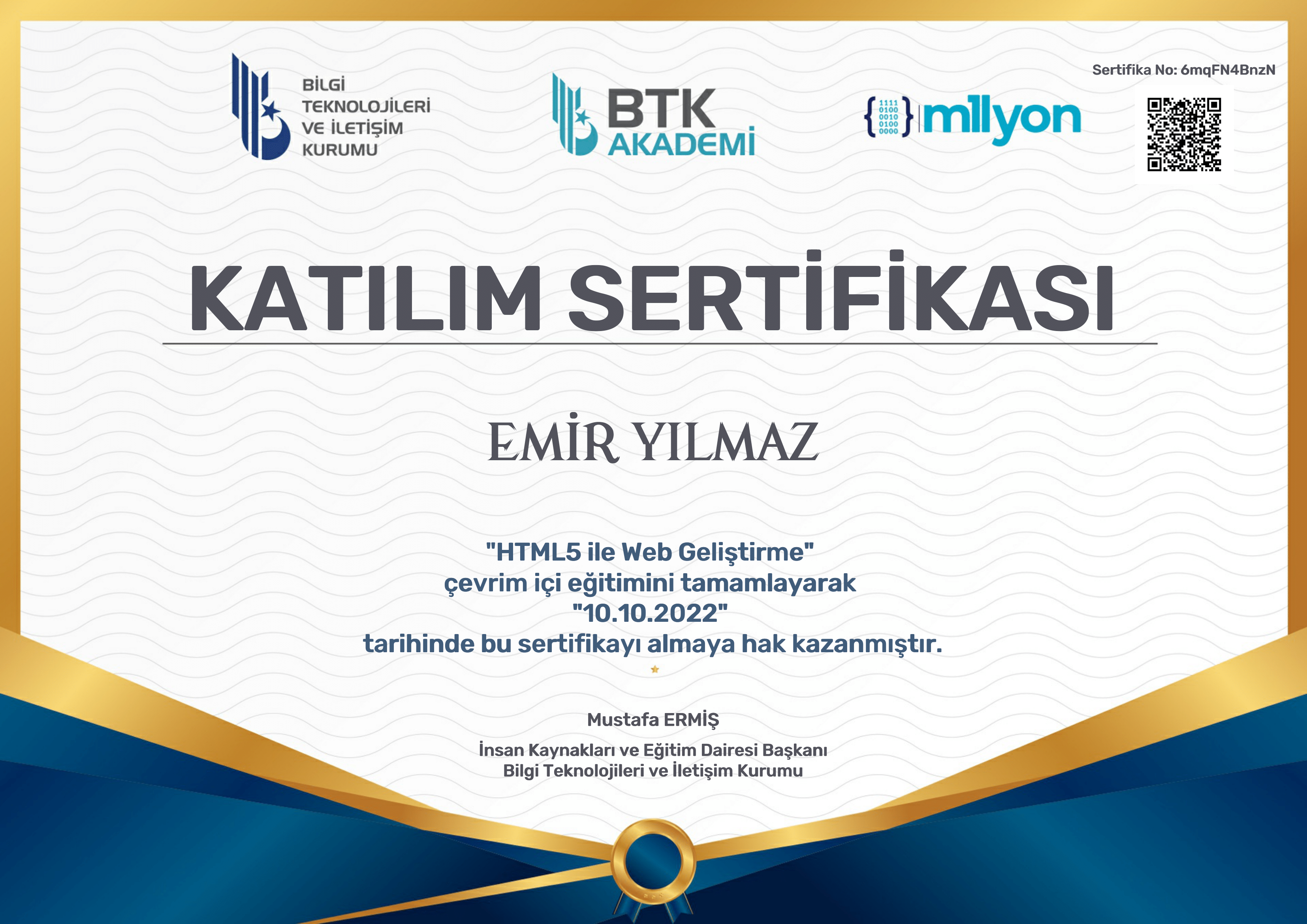 BTK AKADEMİ SERTİFİKASI