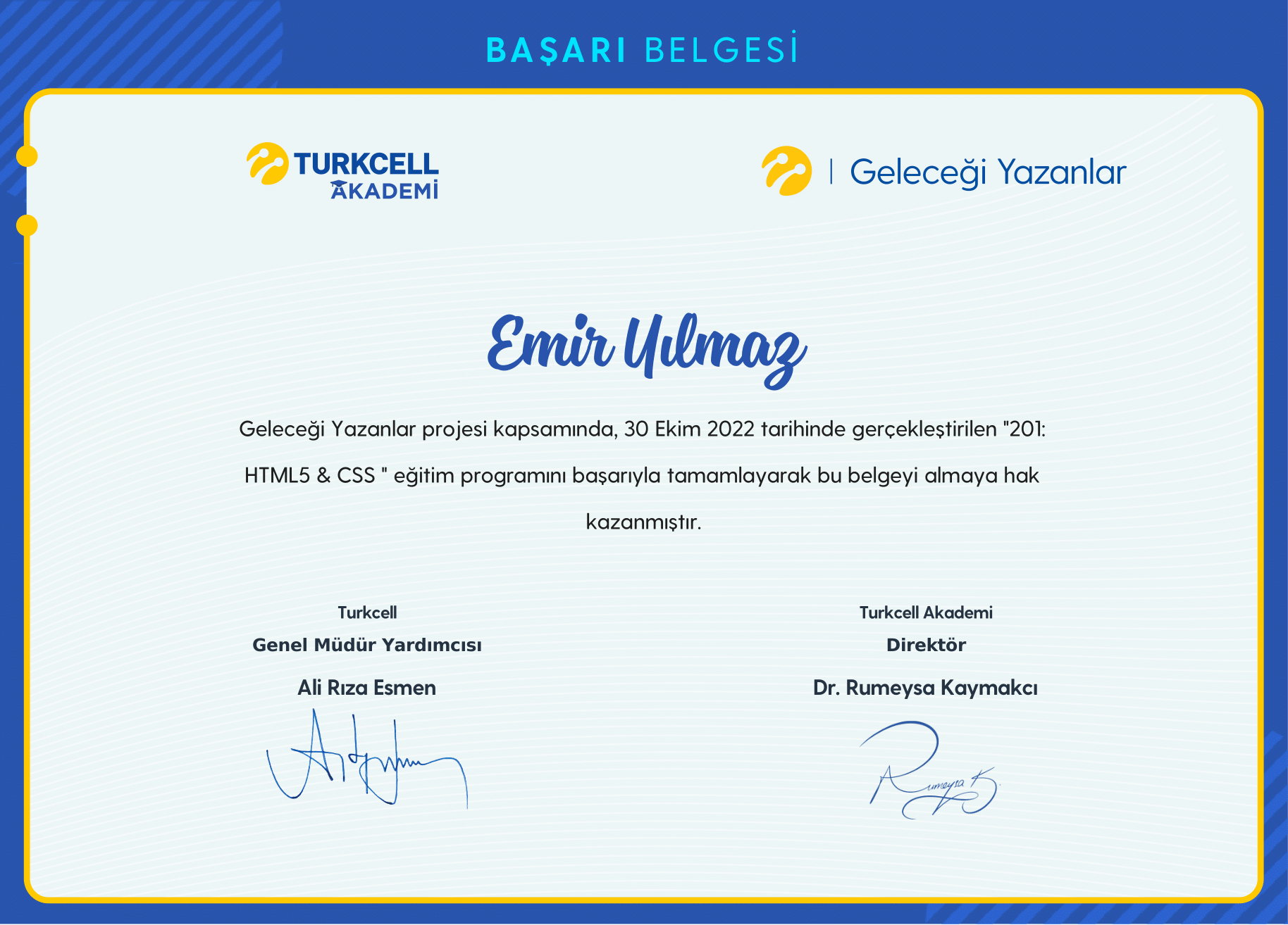 GELECEĞİ YAZANLAR SERTİFİKASI